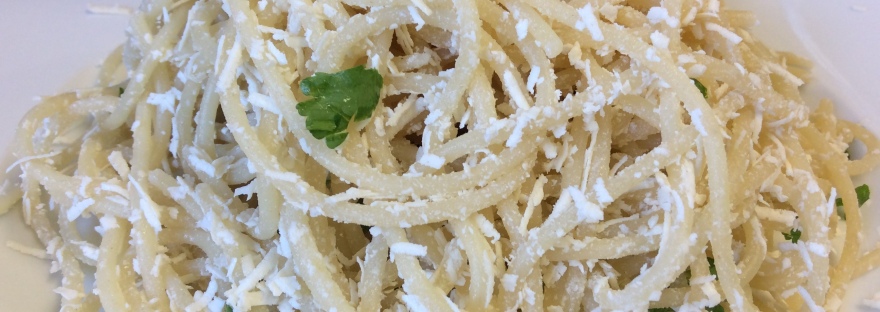 spaghetti with mizithra cheese & browned butter