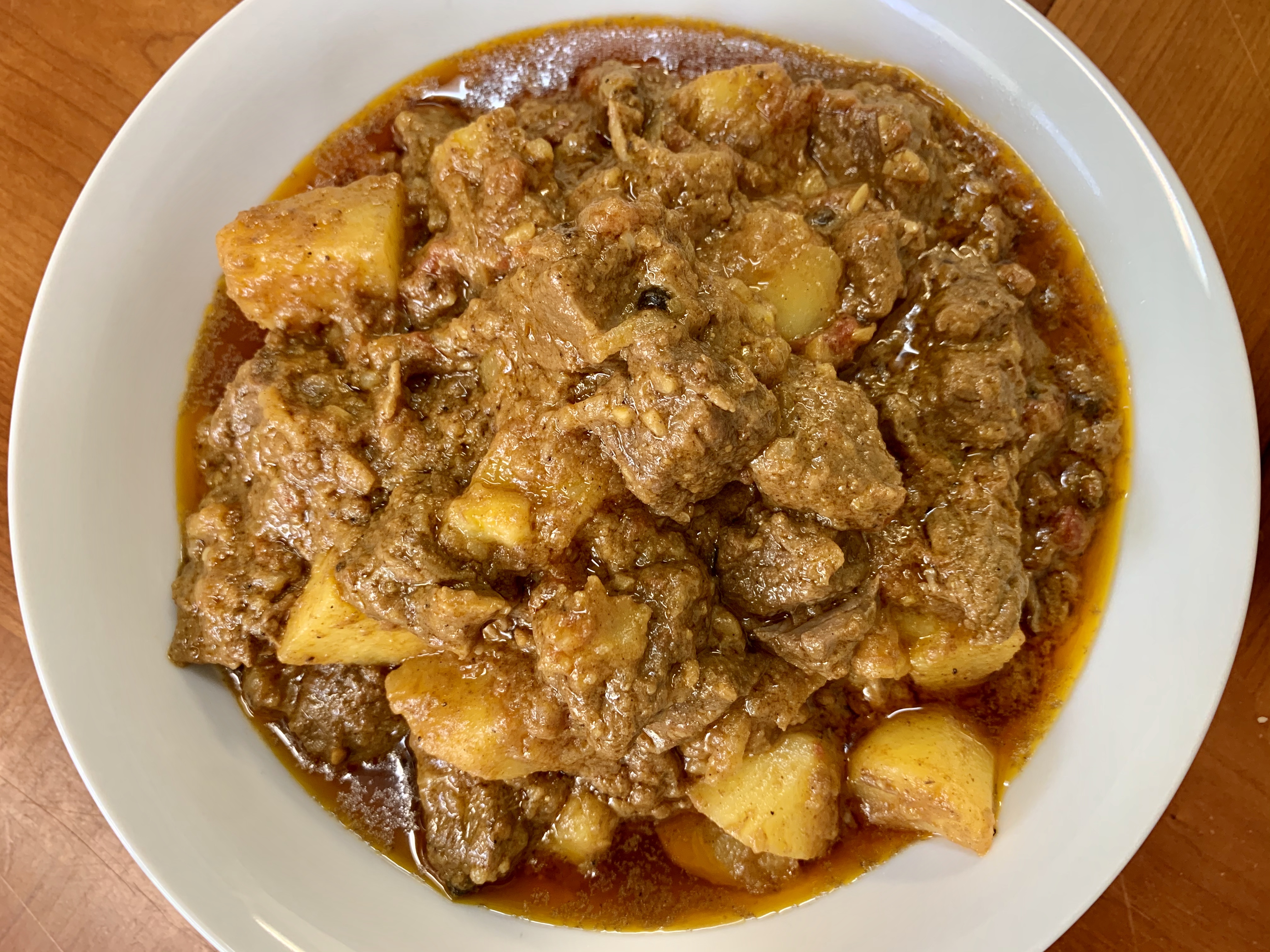 coconut, beef and potato curry